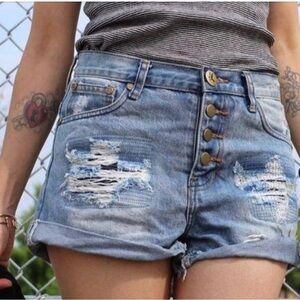 One Teaspoon (Australia) Distressed Denim Shorts. Size 6 AU, Size 2 US.